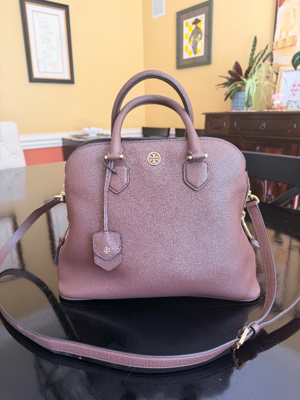 Tory Burch Robinson Triple Zip Satchel in Brown